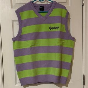 Goosebumps Men's V-Neck Striped Sweater Vest - Purple and Green